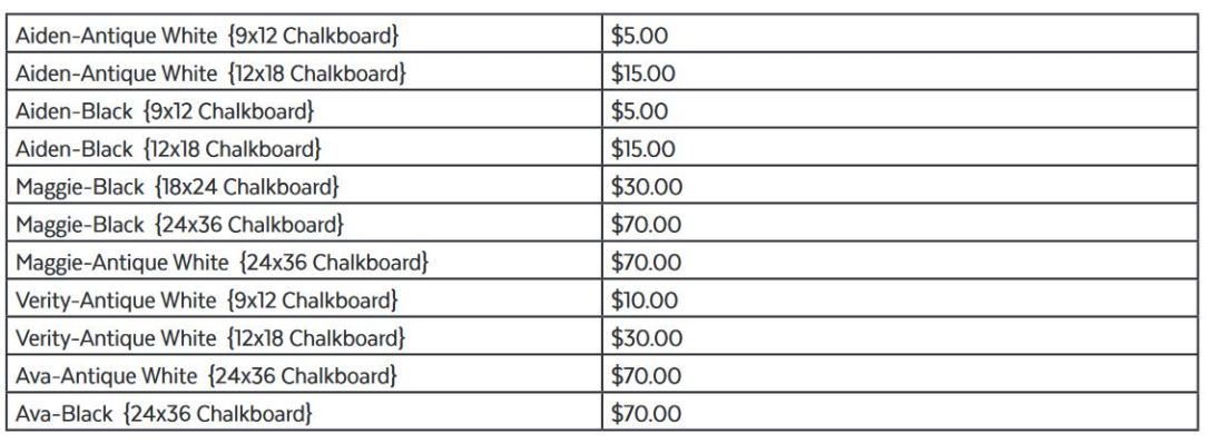 Image of Chalk Couture frames shipping premium table